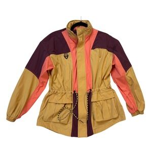 Fabletics Windbreaker Jacket Womens XS Yellow Colorblock Excellent Utility Retro